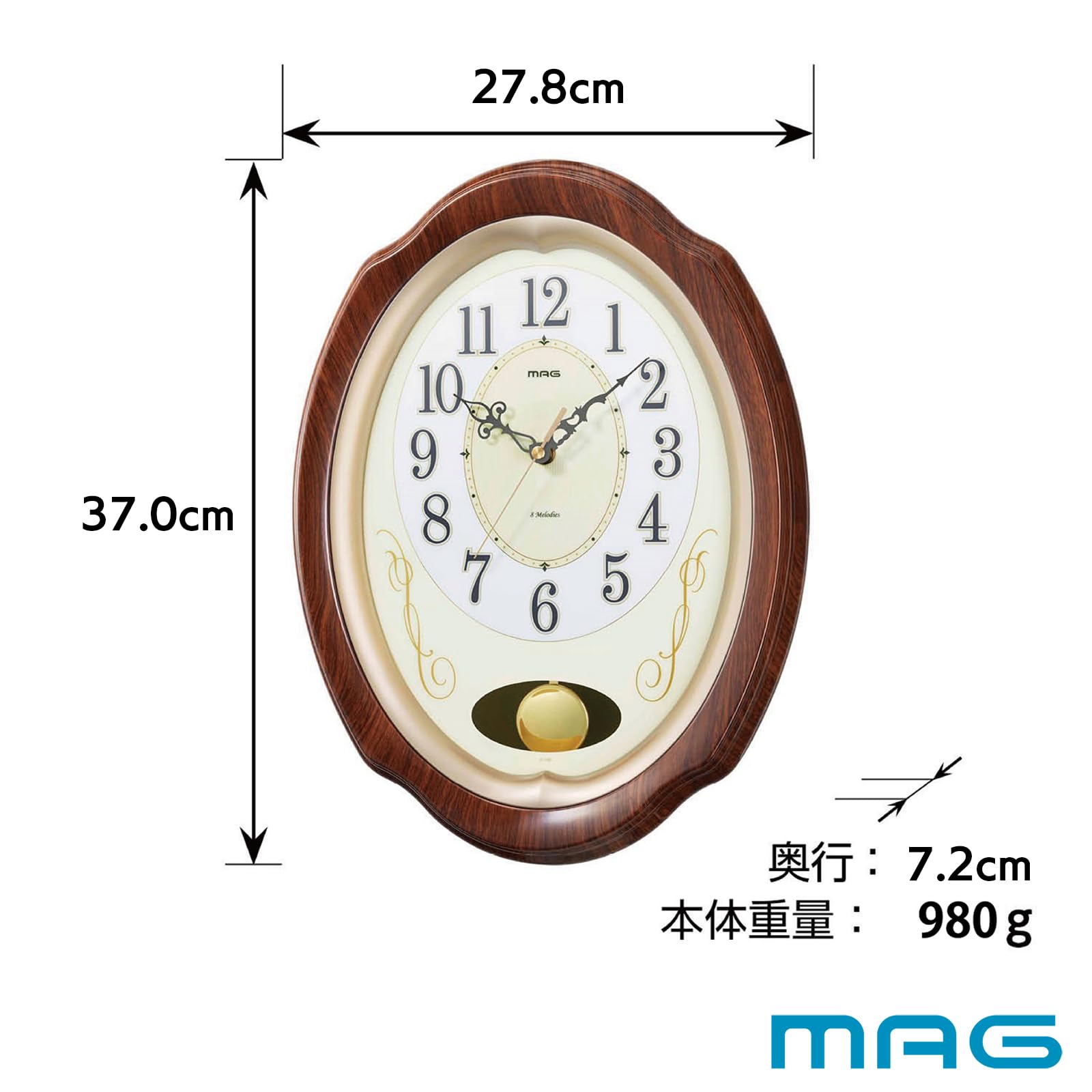 Amazon.co.jp: MAG(マグ) 掛け時計 壁掛け時計 電波時計